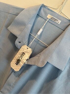 Coofandy Men's Light Blue Short-Sleeve Casual Button-Down Shirt